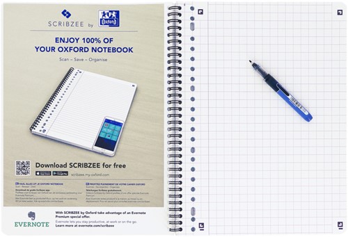 Collegeblok Oxford School A4 ruit 10x10mm 23-gaats 160 pagina's 80gr assorti-7
