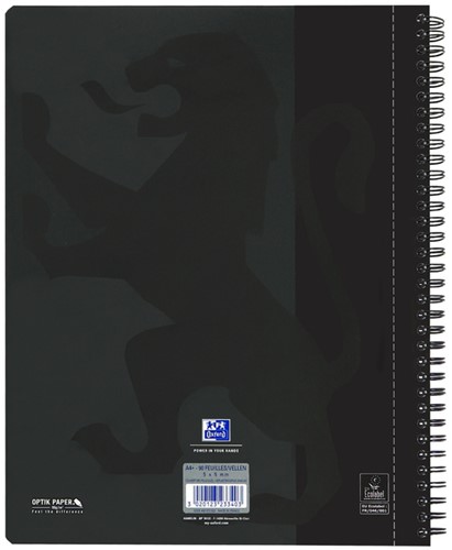 Collegeblok Oxford A4+ ruit 5x5mm 4-gaats 180 pagina's 80gr zwart-2