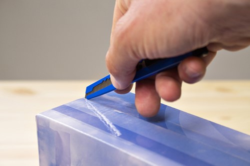 Snijmes Westcott office 9mm met schuifsluiting en metalen houder blauw-4