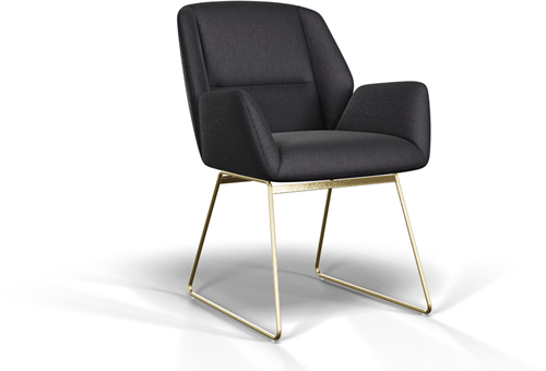 Vergaderstoel Bobby open slide - Zwart - Goud