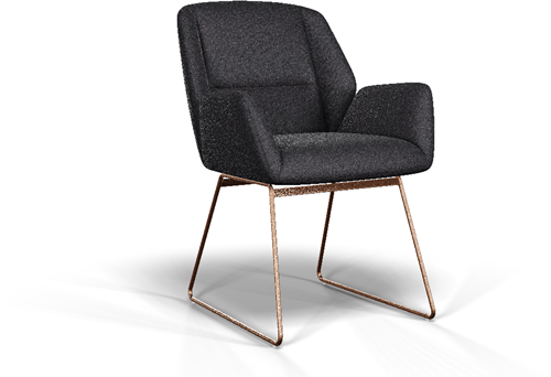 Vergaderstoel Bobby open slide - Zwart - Rose