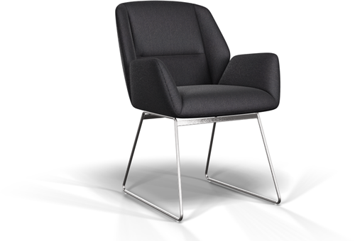 Vergaderstoel Bobby open slide - Zwart - Steel