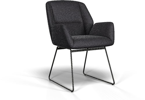 Vergaderstoel Bobby open slide - Zwart - Zwart